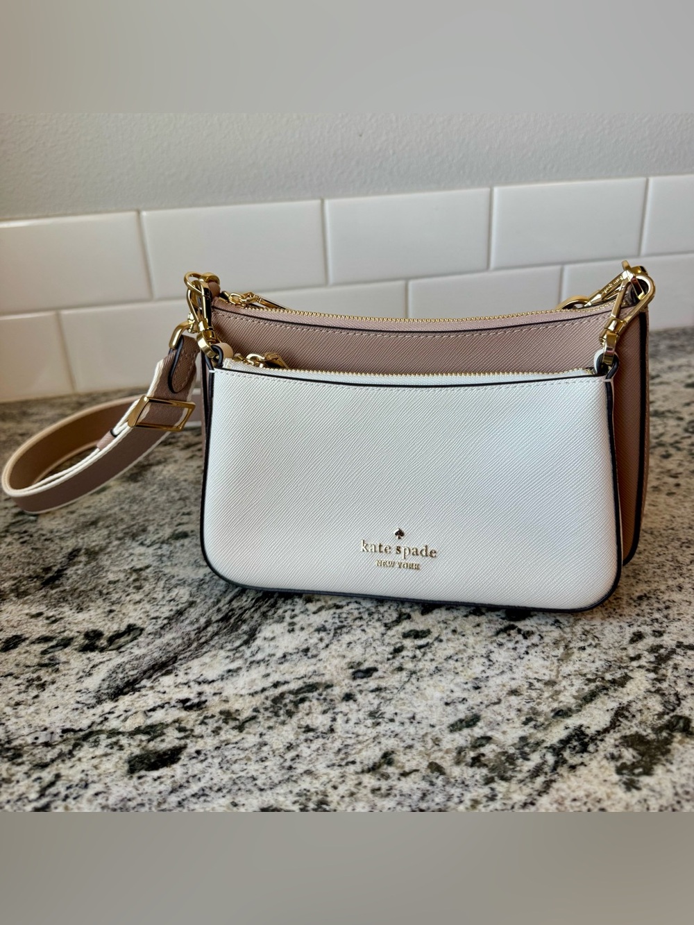 kate spade Duet Colorblock Crossbody Toasted Hazelnut Multi. Like new!